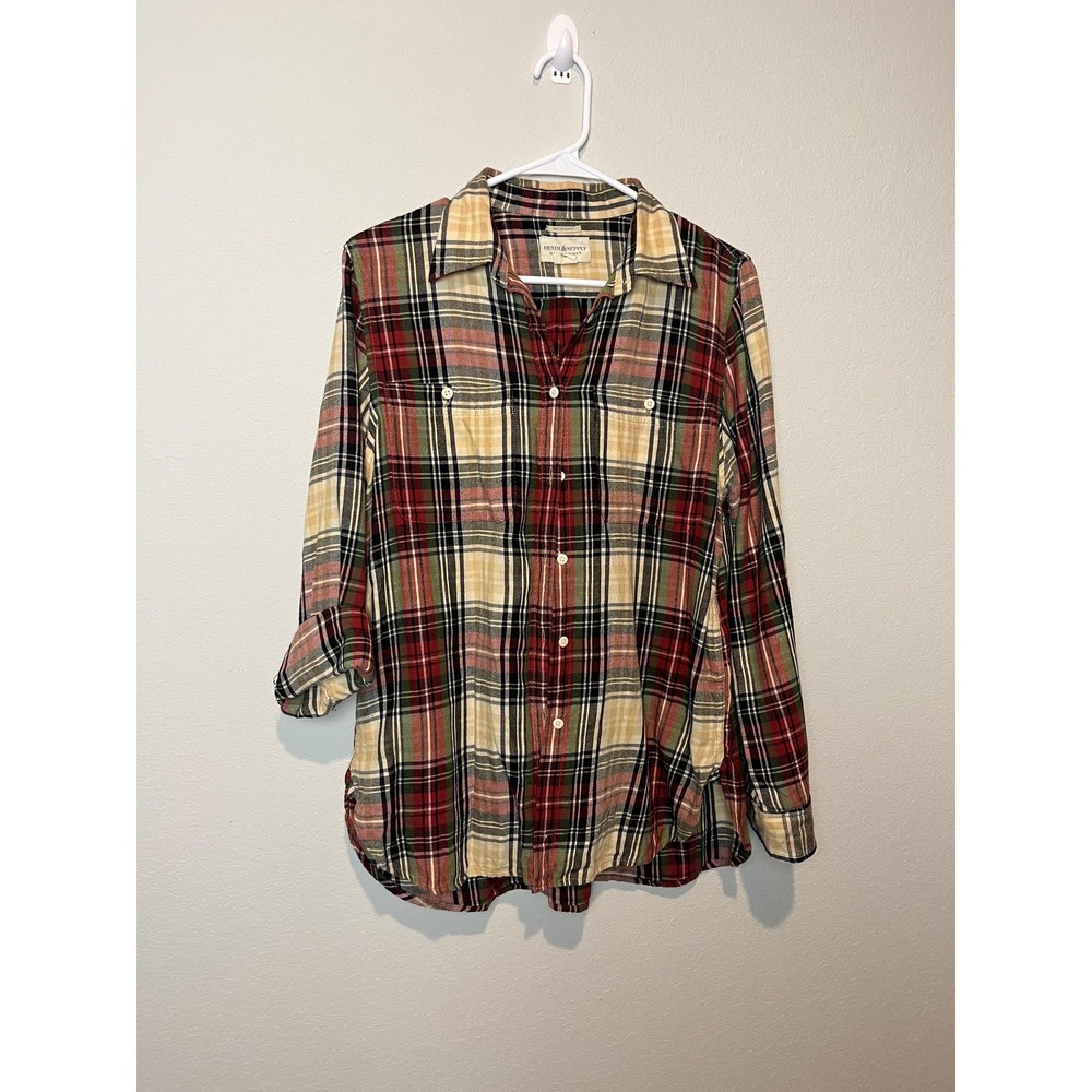 Denim & Supply Ralph Lauren Shirt Womens L Multicolor Plaid Flannel Button Up